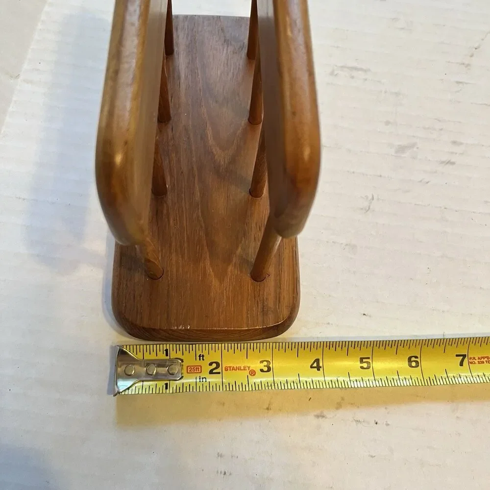 Vintage Wooden Teak Napkin Mail Holder w/ Spindles-Country Kitchen * Granny Core